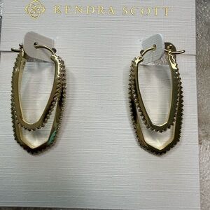✨ Kendra Scott Gold Double Hoop Statement Earrings – Textured & Pavé Detail ✨